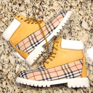 Mens Custom Burberry print Timberland boots